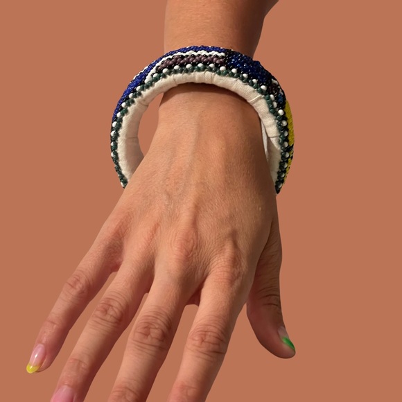 South African Ndebele Beaded Cuff Bangle Bracelet - Picture 3 of 7